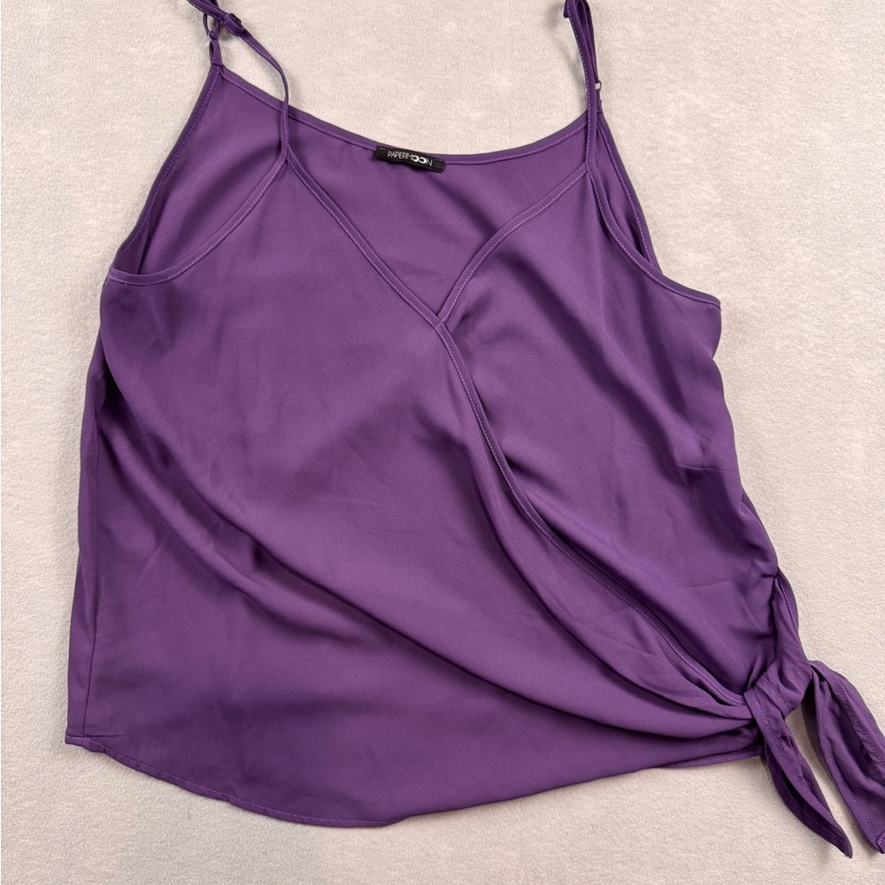 Papermoon Faux Wrap Purple  Tank Top Womens Large Camisole Coquette Cottagecore